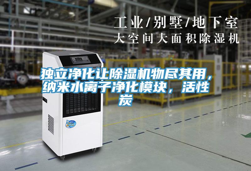獨立凈化讓除濕機物盡其用，納米水離子凈化模塊，活性炭