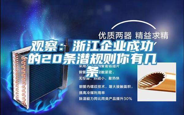 觀(guān)察：浙江企業(yè)成功的20條潛規則你有幾條