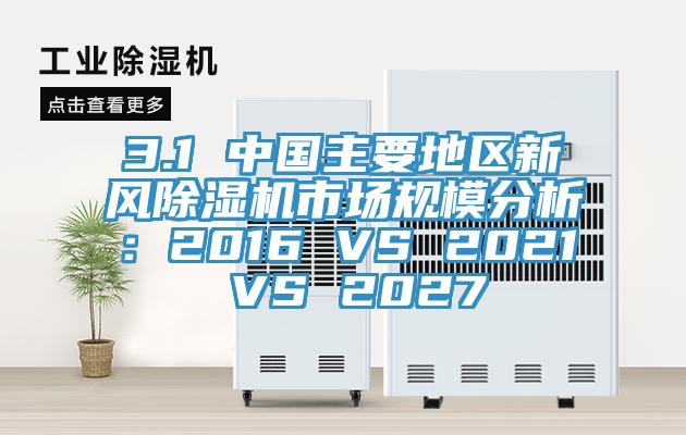 3.1 中國主要地區新風(fēng)除濕機市場(chǎng)規模分析：2016 VS 2021 VS 2027