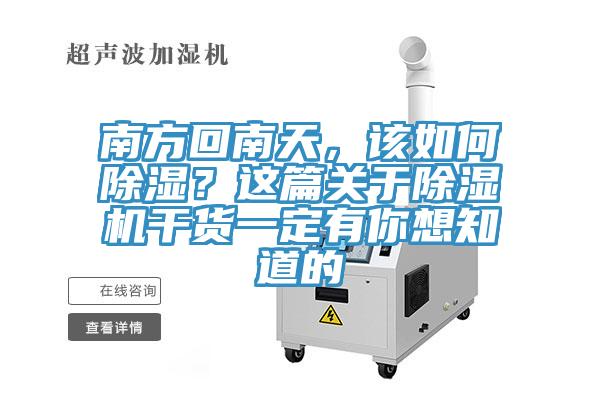 南方回南天，該如何除濕？這篇關(guān)于除濕機干貨一定有你想知道的