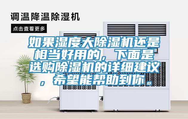 如果濕度大除濕機還是相當好用的，下面是選購除濕機的詳細建議，希望能幫助到你。