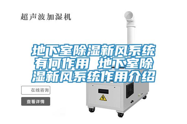 地下室除濕新風(fēng)系統有何作用 地下室除濕新風(fēng)系統作用介紹