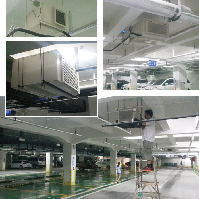 秦皇島地下室車(chē)庫吊頂除濕機案例